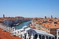 Grand canal and Rialto bridge, roof top view in Venice, Italy Royalty Free Stock Photo