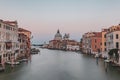 Grand Canal and Santa Maria della Salute church at dusk in Venice, Italy Royalty Free Stock Photo