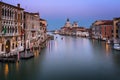 Grand Canal and Santa Maria della Salute Church in the Evening Royalty Free Stock Photo