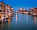 Grand Canal and Santa Maria della Salute Church in the Evening, Royalty Free Stock Photo