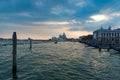 Grand Canal and Santa Maria della Salute church on sunset Royalty Free Stock Photo