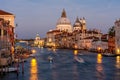 Grand canal and Santa Maria della Salute church at sunset, Venice, Italy Royalty Free Stock Photo