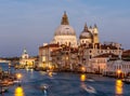 Grand canal and Santa Maria della Salute church at sunset, Venice, Italy Royalty Free Stock Photo