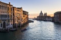 Grand Canal with Santa Maria della Salute at sunrise in Venice Royalty Free Stock Photo