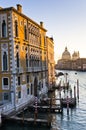 Grand Canal with Santa Maria della Salute at sunrise in Venice Royalty Free Stock Photo