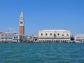 Grand Canal with St Marks Campanile bell tower and Palazzo Ducale, Doge Palace, in Venice, Italy Royalty Free Stock Photo