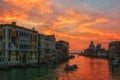 Grand canal at sunrise, Venice, Italy Royalty Free Stock Photo