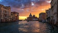 Grand Canal at sunrise in Venice, Italy. Sunrise view of Venice Royalty Free Stock Photo