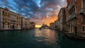Grand Canal at sunrise in Venice, Italy. Sunrise view of Venice Royalty Free Stock Photo