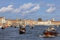 Grand Canal, tourists on boats and gondolas explore the city, Venice, Italy Royalty Free Stock Photo