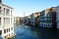 Photo taken from the bridge at the Grand canal in Venice, Italy.