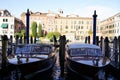 Photo of the boats taken from the left side of the Grand canal in Venice, Italy.