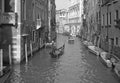 Grand Canal of Venice, Italy with an Iconic Gondola in Monochrome Royalty Free Stock Photo
