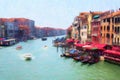 The Grand Canal, Venice, Italy, Oil Painting Style Royalty Free Stock Photo