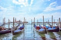 Grand canal in Venice, Piazza San Marco. On the background the island San Giorgio. Scenic cityscape with gondolas Royalty Free Stock Photo