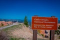 Grand Canyon,Arizona USA, JUNE, 14, 2018: Outdoor view of informative sign of cedar breaks national monument in a