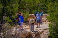 Grand Canyon,Arizona USA, JUNE, 14, 2018: Unidentified people hiking and walking on South Rim trail of Grand Canyon Royalty Free Stock Photo