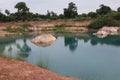 Grand Canyon, a beautiful green pond formed by nature with white rocks, minerals and sulfur, Unseen Thailand, Uttaradit.