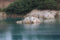 Grand Canyon, a beautiful green pond formed by nature with white rocks, minerals and sulfur, Unseen Thailand, Uttaradit.