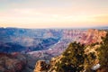 Grand canyon and Colorado River at sunset in along south rim in winter Royalty Free Stock Photo