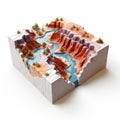 Wooden 3d Printed Model Of Grand Canyon: Flat Illustration Style