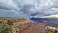 Grand Canyon - Dark clouds emerging to rain storm seen from the Bright Angel Point at South Rim, Arizona, USA Royalty Free Stock Photo