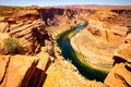 Grand canyon, Glen Canyon, Arizona. Adventure american vacation concept. Horseshoe Bend and Colorado river. Summer Royalty Free Stock Photo