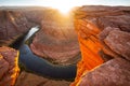 Grand canyon, Glen Canyon. Sunset moment at Horseshoe bend Grand Canyon National Park. Panoramic view of the Arizona Royalty Free Stock Photo