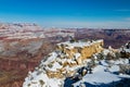 Grand Canyon, Moran Point with snow; blue sky and clouds. Royalty Free Stock Photo