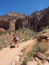 Backpackers on the Bright Angel Trail in the Grand canyon.