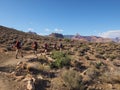 Backpackers on the Tonto Trail in the Grand Canyon.