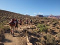 Backpackers on the Tonto Trail in the Grand Canyon.