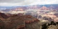 Grand Canyon, Arizona, USA. Overlook of the red rocks, cloudy sky background