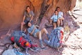 Young backpackers at rest in the Grand Canyon.