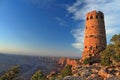 Grand Canyon National Park in Evening Light at Desert View Watchtower above Colorado River, Arizona, USA Royalty Free Stock Photo