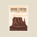 Grand Canyon National Park Minimalist Vintage Poster Illustration Template Graphic Design. Canyon Rock Mountain Banner For Travel