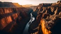 Grand Canyon at sunrise, panorama of rocky mountains in Arizona, USA, generative AI Royalty Free Stock Photo