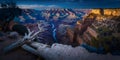 Grand Canyon at sunrise, panorama of rocky mountains in Arizona, USA, generative AI Royalty Free Stock Photo