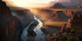 Grand Canyon at sunrise, panorama of rocky mountains in Arizona, USA, generative AI Royalty Free Stock Photo