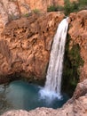 Grand canyon turquoise waterfall Mooney Falls in Arizona Royalty Free Stock Photo