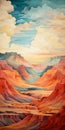 Colorful Grand Canyon Painting With Soft Gradients And Contoured Shading