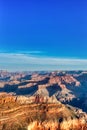 Grand Canyon View from South Rim with Bright Blue Sky at Sunset