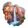 Waterfall Arizona Sticker - Realistic Depiction Of Light And Gravity-defying Landscapes Royalty Free Stock Photo