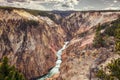 Grand Canyon of Yellowstone, the river flows through the cliffs of yellow and orange sandstone, in Yellowstone National Park, Royalty Free Stock Photo