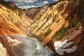 Grand Canyon of Yellowstone, the river flows through the cliffs of yellow and orange sandstone, in Yellowstone National Park, Royalty Free Stock Photo