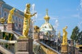 Grand Cascade of fountains of Peterhof Palace, St. Petersburg, Russia Royalty Free Stock Photo