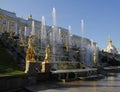 Grand Cascade Fountains At Peterhof Palace, St. Petersburg. Royalty Free Stock Photo