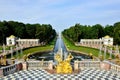 The Grand Cascade, palace and Samson Fountain in Peterhof,