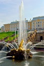 The Grand Cascade, palace and Samson Fountain in Peterhof,