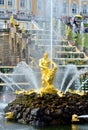 The Grand Cascade, palace and Samson Fountain in Peterhof,